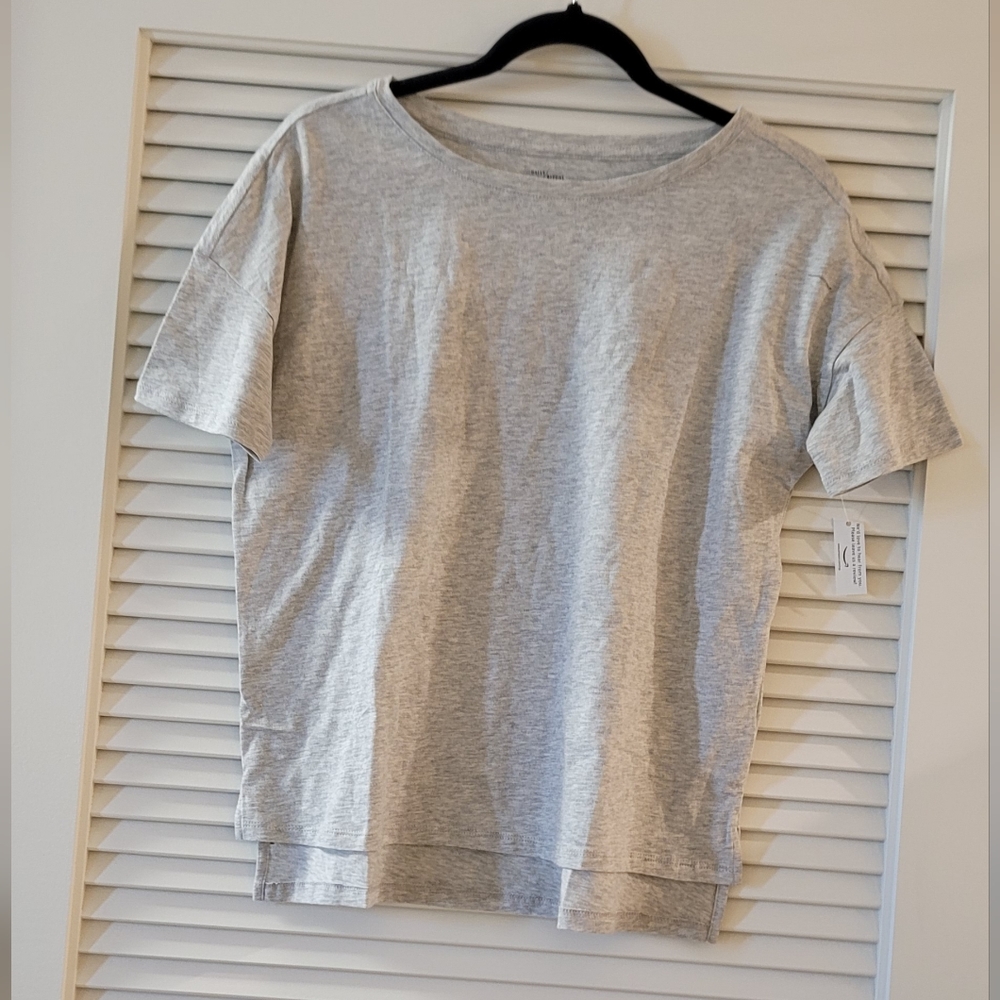 Daily Ritual- (NWT) Light Grey 100% Cotton Short-Sleeve High-Low T-Shirts - Picture 2 of 4